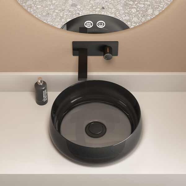 Round Shape Resin Countertop Basin Black Resin Sink