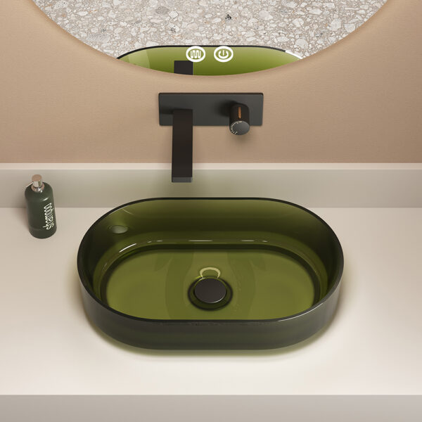 Transparent Wash Basin Over Counter Bathroom Sink