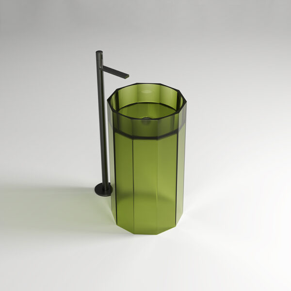 Green Colour Transparent Freestanding Pedestal Sink