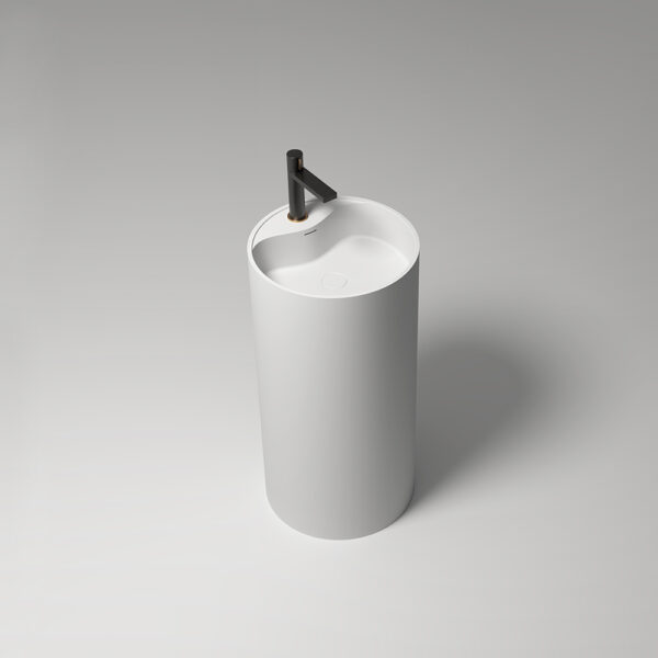 Cylinder-shaped Stand Alone Wash Basin With Tap Hole