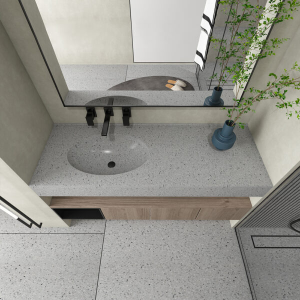 KTT002 Terrazzo Integrated Basin Bathroom Sink Single Bowl