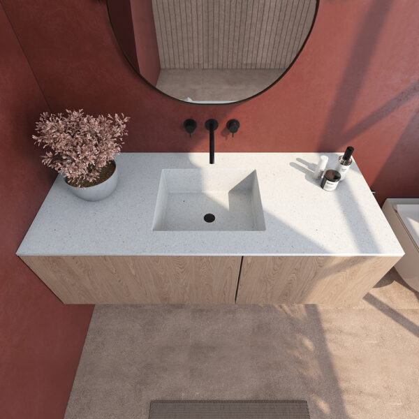 KTT009 Rectangle One Piece Molding Terrazzo Integrated Washbasin