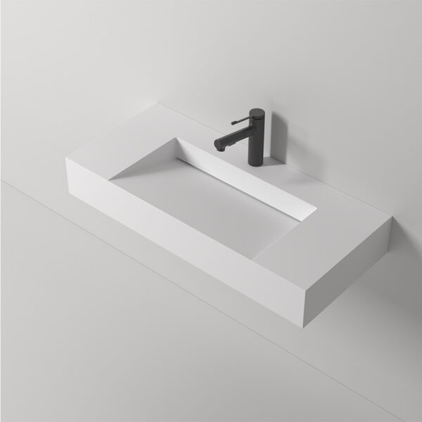 KT-C011 Integrated Solid Surface Rectangular Wall Mount Sink